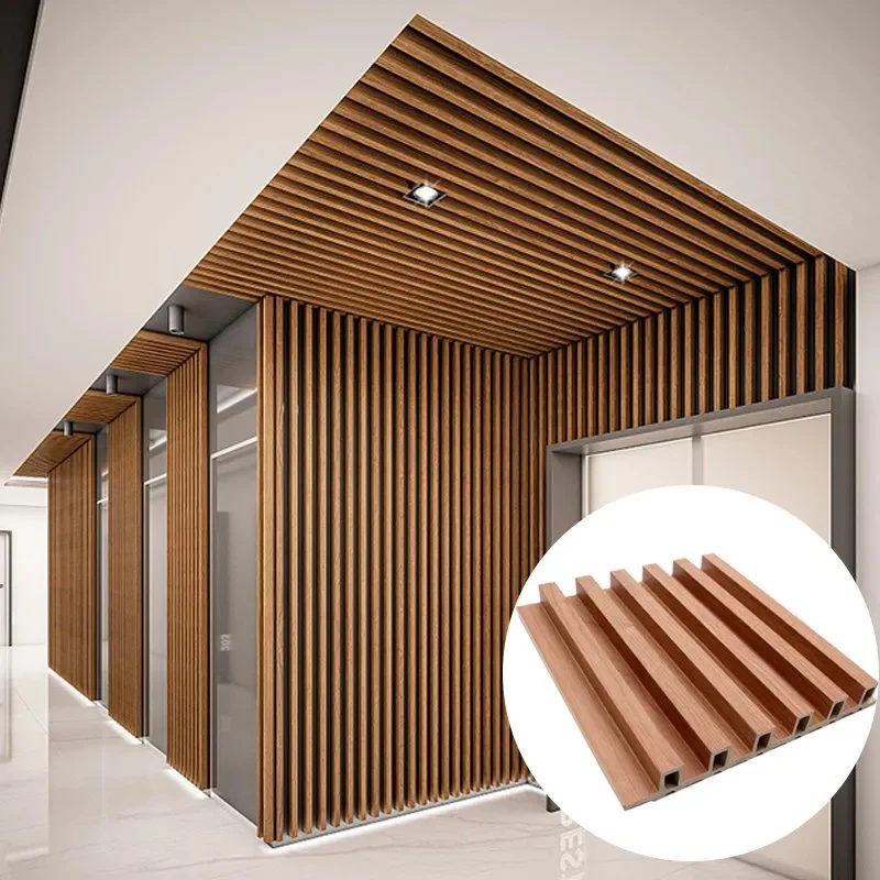 Panel Fluted Dinding Gandum WPC Kayu